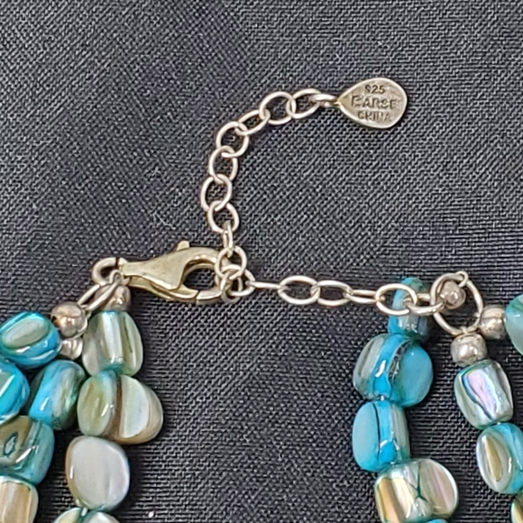 BARSE Mother Pearl Turquoise 925 Sterling Silver 3 Layer 18" Necklace & Bracelet - Picture 9 of 14